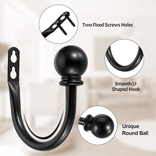 Sumnacon Curtain Holdbacks 2 Pcs Wall Mounted Curtain Tiebacks, Black