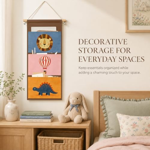 IAXIC Playful Wall Hanging Organizer, Canvas Pockets for Playroom