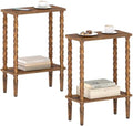 TUTOTAK Narrow Side Table with Solid Wood Legs, Small End Table Set of 2