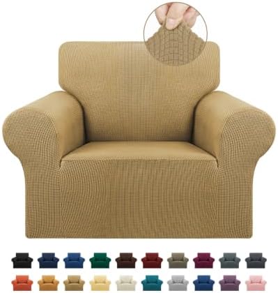 KEKUOU Stretch Chair Sofa Slipcover, Single Couch Cover,Tan
