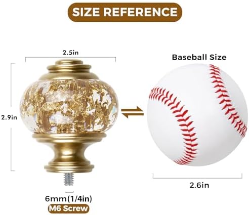 USFOOK Replacement Finials for Curtain Rods (1 or 7/8 Inch), Luxury Gold