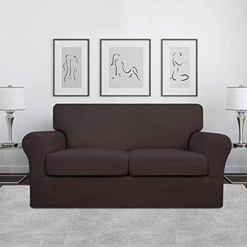Easy-Going 3 Pieces Stretch Loveseat Couch Cover for 2 Cushion Washable