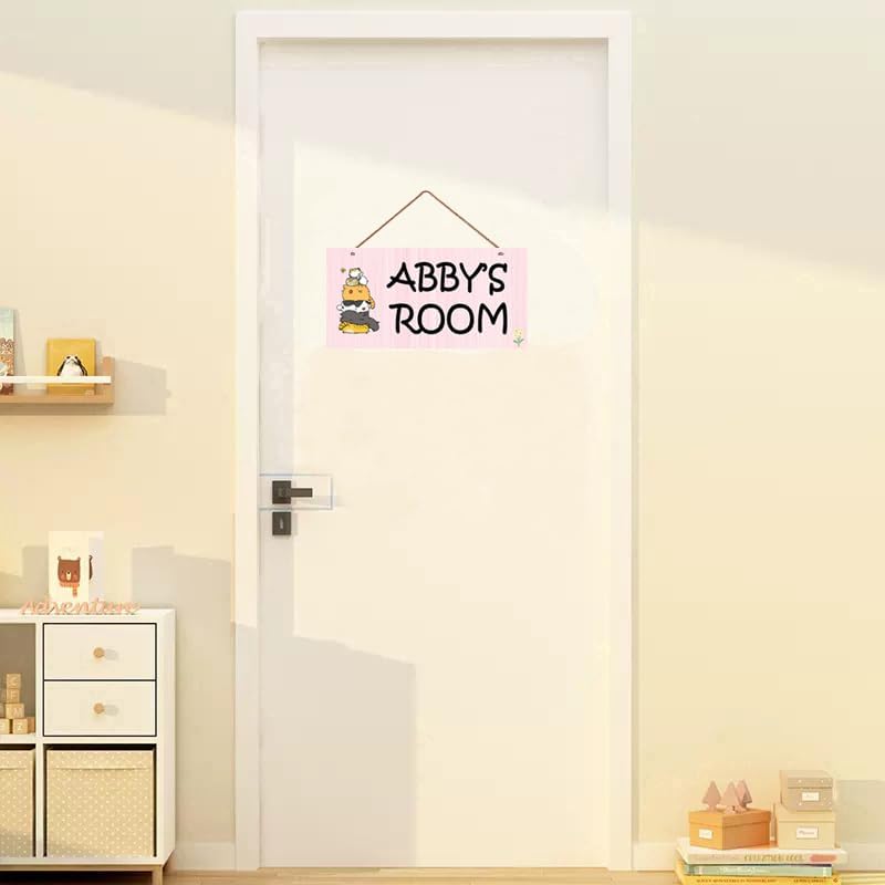 Personalized Signs Cute Cats Sign Custom Name Sign Customized Sign For Boys Bedroom Girls Room Baby Nursery Wall Decor for Kids Room Door Pet House Kitty Litter Cat house