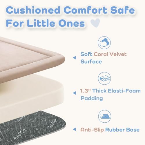 1.3" Thick Baby Play Mat for Floor,59x79 Large Memory Foam Tummy Time Mat
