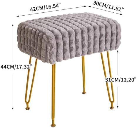 IBUYKE Makeup Vanity Chair, Rectangular Footrest Stool, Grey WBD003G