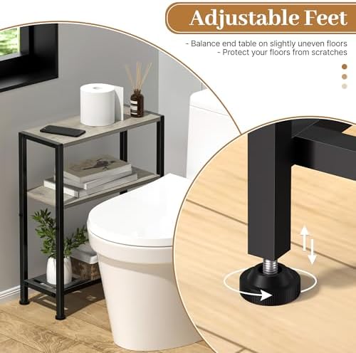 Narrow Side Table, 2-Tier Small End Table, Slim Nightstand