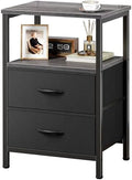 Huuger Night Stand with 2 Drawers, Bedside Table with Open Shelf