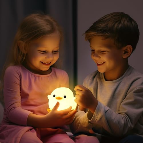 Ammonite DoDo Duck Night Light, Cute Soft Silicone Duck Lamp for Kids, Rechargeable LED Dimmable Bedside Lamp with 20 Minute Timer, Gifts for Boys Girls Women