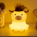 Cute Highland Cow Night Light, LED Squishy Night Lamp, 2 Levels Dimmable Timer Nursery Nightlight for Kids, Rechargeable Touch Lamp, Dorm Decor, Kids Funny Gifts (Highland Cow)