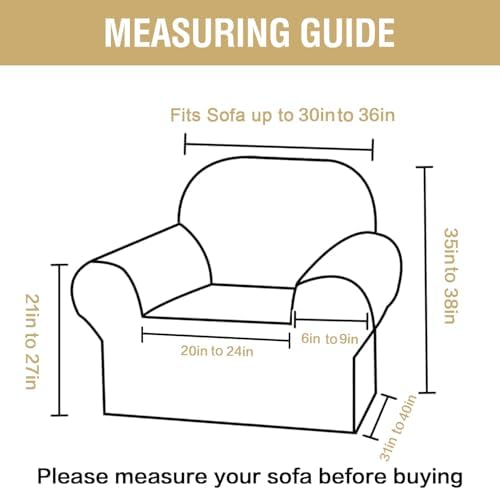 H.VERSAILTEX Jacquard Sofa Slipcover with Waterproof Seat Furniture Protector 1 Piece Stretch Sofa Covers with Elastic Bottom for Kids, Pets, Dog(Armchair, Grey)