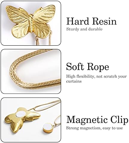 Lewondr Curtain Tie Magnetic, 1 Pair Vintage Curtain Drapery Holdback, Gold