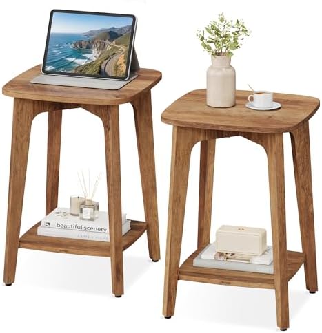 VASAGLE Side Table, 2-Tier Small Square End Table, Nightstand Set of 2