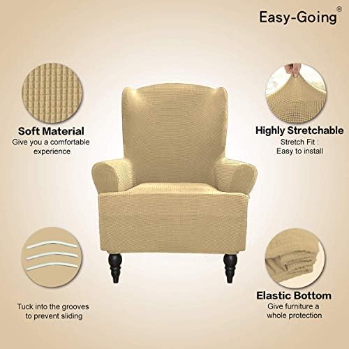 Easy-Going Stretch Wingback Chair Sofa Slipcover Beige