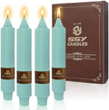 NJAO HOO Mint Green Short Taper Candle 7 Inch Candlesticks Unscented Dripless Tapered Candle Set for Spring Home Decor Wedding Party Dinner Candles, 4 Pack