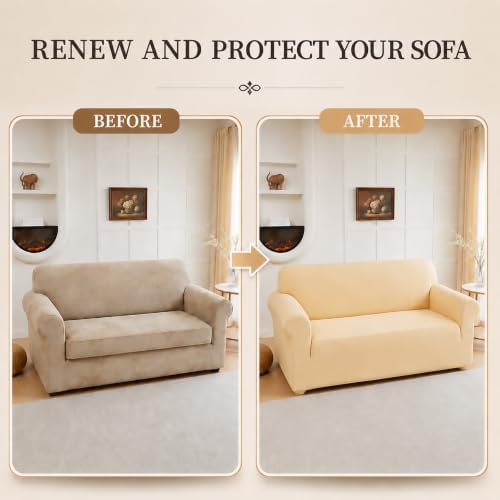 Sofa Cover Stretch Soft Washable with Non-Slip Foam Elastic Bottom