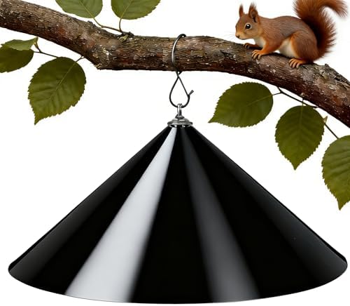 Squirrel Baffle for Bird Feeder Pole - 19 Inch for Protects Hanging Feeders (1 Pack, Black)