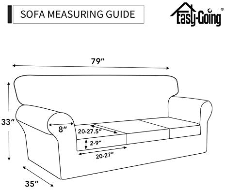 Easy-Going 4 Pieces Stretch Soft Couch Cover for Dogs - Washable Sofa Slipcover for 3 Separate Cushion Couch - Elastic Furniture Protector for Pets, Kids (Sofa, Greyish Green, Large)