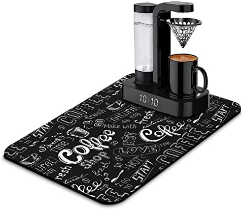 Fun Coffee Mat 23inx15in,Coffee Bar for Countertops,Absorbent Hide Stain Anti-Slip Accessories Fit Under Machine Mat,dish Drying Mats Kitchen, (DS)