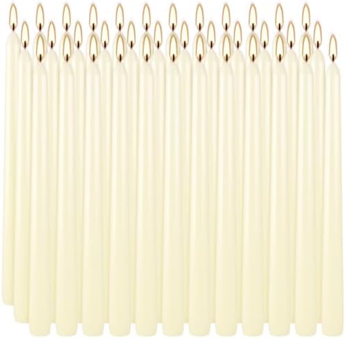 YOROXRG 36 Pack Ivory White Taper Candles, 7-8 Hours Burn Time, Unscented, Smokeless and Dripless, 0.8 x 10 Inch Dinner Candle Set for Household, Wedding, Party and Home Décor Candlesticks