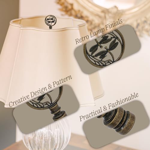 Biaungdo 2 Pack Double Dragonflies Lamp Finial, Antique Bronze