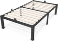 18 Inch Twin Size Bed Frame with Wood Slats & 4 Mattress Baffles