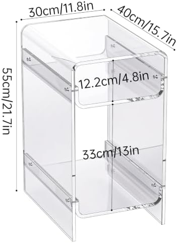 Clear Acrylic Side Table, Narrow Nightstand Bedside Table for Bedroom, Skinny Small End Table (Clear Wide, 11.8'' x 15.7'' x 21.7")