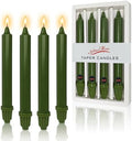 NJAO HOO Olive Green Taper Candle 8 Inch Christmas Candlesticks Unscented Dripless Handmade Candles for Home Decor Dinner New Year Party, 4 Pack