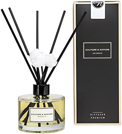 CULTURE & NATURE Reed Diffuser Set 6.7oz (200ml) Magnolia Scented Diffuser with Sticks Home Fragrance Reed Diffuser for Bathroom Shelf Decor