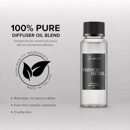 Scentiment French Hotel Diffuser Oil - Premium Hotel Scent with Notes of Clove, Patchouli & Sandalwood Home Scent, Aromatherapy Fragrance Oil Diffuser Refill - 4.06 fl oz (120 mL)
