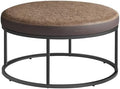 SONGMICS Home Ottoman, Round Coffee Table, Reversible Top, Steel Frame
