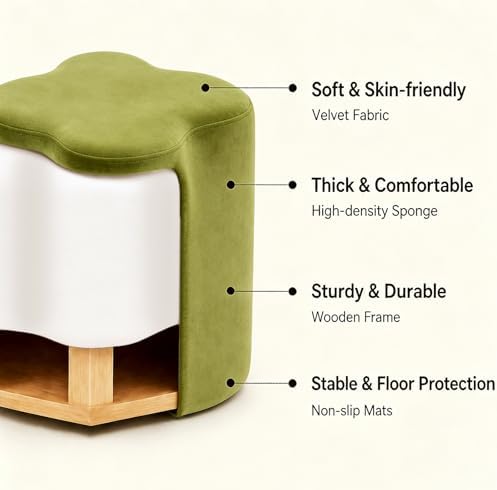 Flower-Shaped Ottoman Foot Stool, 15.7" Velvet Accent Ottoman