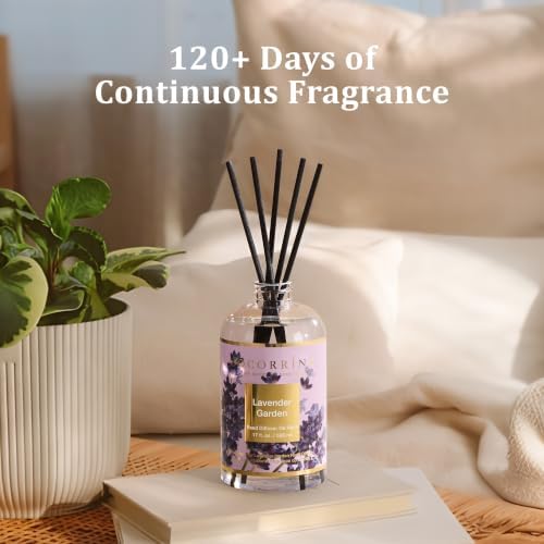 Cocorrína Reed Diffuser Refill Lavender Garden 17oz (500ml) with 8 Rattan Sticks - Premium Long-Lasting Scented Oil, Home Fragrance for Bedroom, Bathroom Home Decor