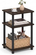 Furinno JUST Toolless 3-Tier Side Table, Open Shelf, Columbia Walnut