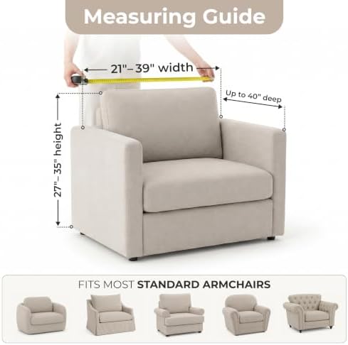 PAULATO Premium Stretch Couch Covers for Sofa - Sofa Chair Cover Washable, Dogs & Pets Friendly - Elastic Polyester Loveseat Slipcovers - Non-Slip Love Seat Couch Covers - Cream (21"-39" Wide)
