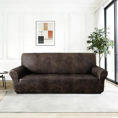 ANARACHON 1-Piece Leather-Look Sofa Cover,Sofa Slipcover Width 78"-88"