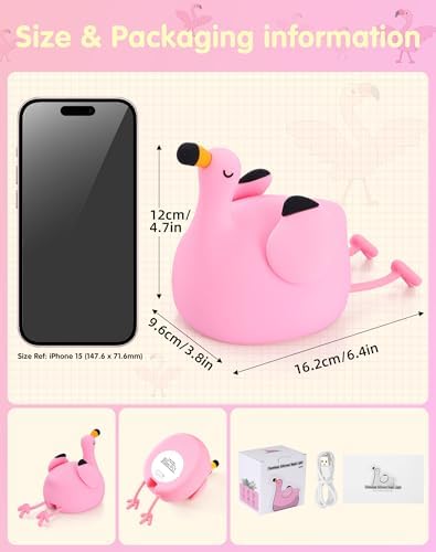 YISUN Flamingo Night Light for Kids, Soft Silicone Nursery Night Lamp Rechargeable LED Bedside Lamp with Timer, 3 Level Dimmable Cute Night Lights for Bedroom, Living Room, Dining, Gift