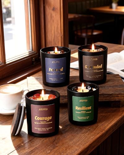 AOOVOO Crystal HEAL Candles Set - 4 Pack Candles for Home Scented
