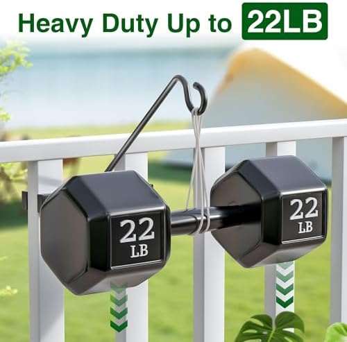 2 Pack 12Inch Deck Hook Deck Bird Feeder Hanger for Railing, 22lbs Capacity