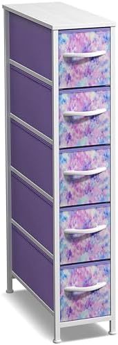 Sorbus 5-Drawer Narrow Dresser for Bedroom (Tie-dye Blue/Pink/Purple)