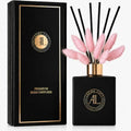 Black Reed Diffuser Sticks in Oil Set with Fresh Linen Scent | Long-Lasting Reed Diffusers for Home, Office & Bedroom Decor Fragrance Diffuser | BunnyTail Pink Dried Flowers | (5 oz)