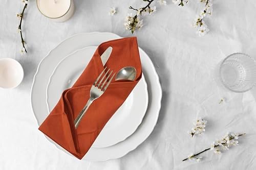 Accent Home 100% Cotton Napkins, Delicate Cloth Napkins for Dinners - Rust