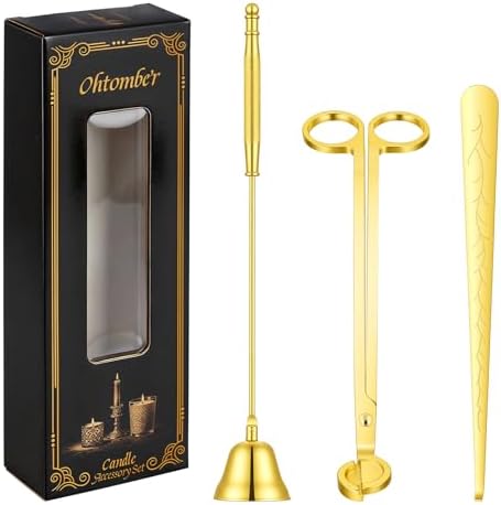 Ohtomber 3 in 1 Stainless Steel Candle Accessory Set, Gold Wick Care Tool