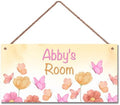 Personalized Sign Flowers Decor For Girls Room, Butterfly Themed Kids Bedroom Decor, Fantasy Room Décor for Little Man Cave, Pink Decorations For Girls Room Nursery Baby Playroom