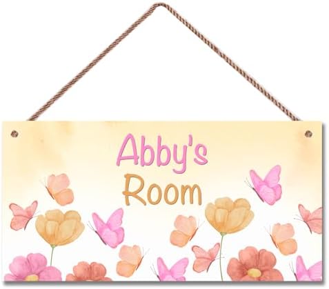 Personalized Sign Flowers Decor For Girls Room, Butterfly Themed Kids Bedroom Decor, Fantasy Room Décor for Little Man Cave, Pink Decorations For Girls Room Nursery Baby Playroom
