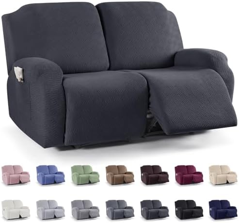 KinCam Oversized Loveseat Recliner Covers, Reclining Cover, Charcoal Gray