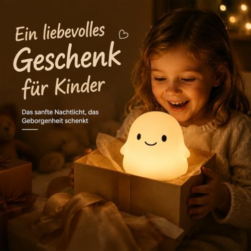 Rytinazzz Halloween Ghost Night Light, 50-Hour Battery & Pat Control, Cute Squishy Lamp for Kids Room Decor, USB Rechargeable with Timer, Cute Home Decor