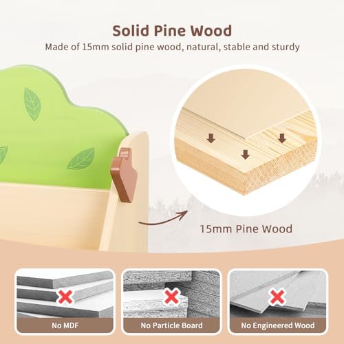 OOOK 5-Tier Toddler Montessori Bookshelf, Solid Wood Tree Bookshelf