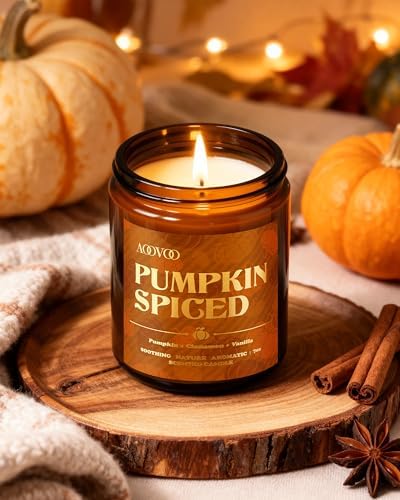 AOOVOO 4 Pack Fall Candles Set - 28 oz Autumn Candle Gift for Home Scented