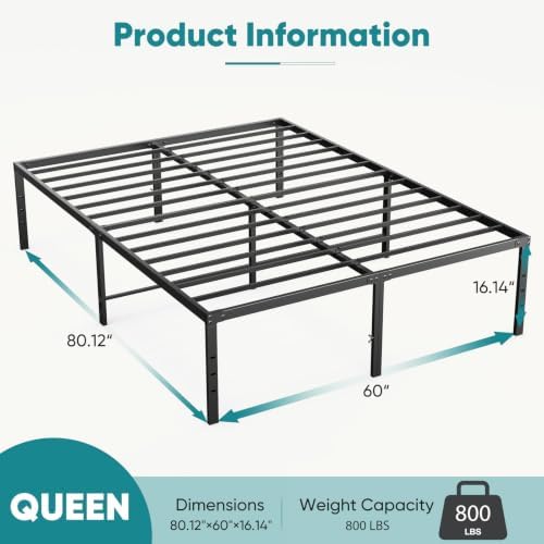 DUMOS Queen Bed Frames, 16 Inch Height Metal Platform Bed Frame