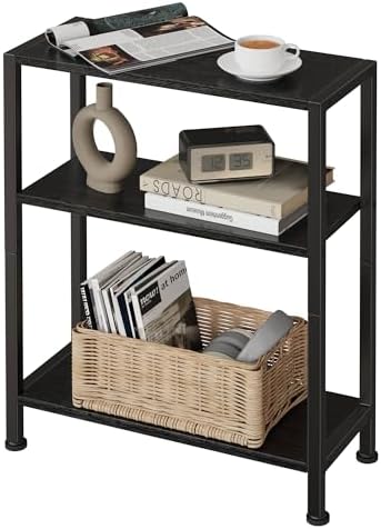 3-Tier Side Table, Small EndTable, Sofa SideTable for Narrow Spaces, Slim EndTable, NightstandTable, Skinny Bedside Table, for Living Room, Bedroom, Office, Black